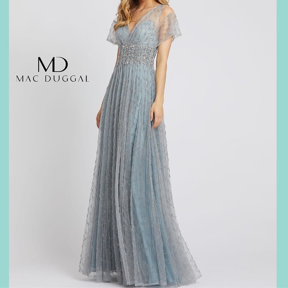 MAC DUGGAL EVENING - 79219D BEADED SHEER SLEEVES